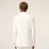 Veste droite à simple boutonnage en lin mélangé blanc
