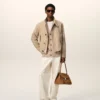 Veste Harrington en laine vierge beige