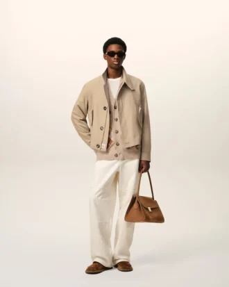 Veste Harrington en laine vierge beige