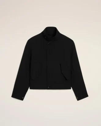 Veste Harrington en laine vierge noire