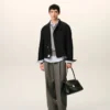 Veste Harrington en laine vierge noire
