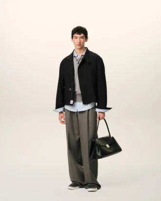 Veste Harrington en laine vierge noire