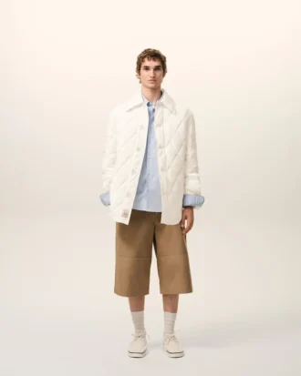 Veste matelassée boutonnée en nylon blanc