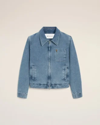 Veste zippée Ami de Coeur en coton bleu contrasté