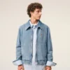 Veste zippée Ami de Coeur en coton bleu contrasté