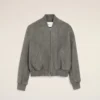 Veste zippée Ami de Coeur en cuir de chèvre gris
