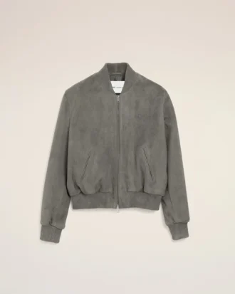 Veste zippée Ami de Coeur en cuir de chèvre gris