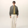Veste zippée Ami de Coeur en cuir de chèvre gris