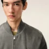 Veste zippée Ami de Coeur en cuir de chèvre gris