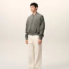 Veste zippée Ami de Coeur en cuir de chèvre gris