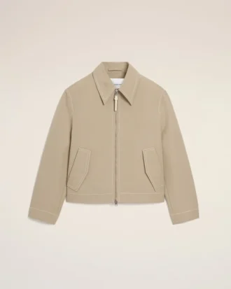 Veste zippée en coton beige
