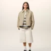 Veste zippée en coton beige