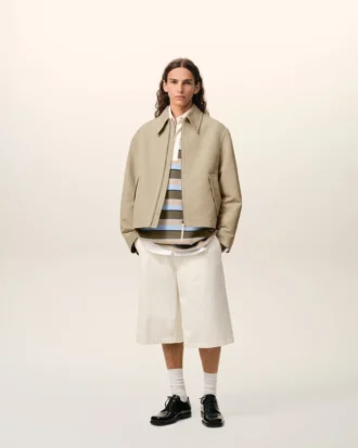 Veste zippée en coton beige