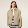 Veste zippée en coton beige