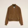 Veste zippée en cuir marron